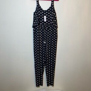White House Black Market Dark Blue Patterned Jumpsuit Sz L